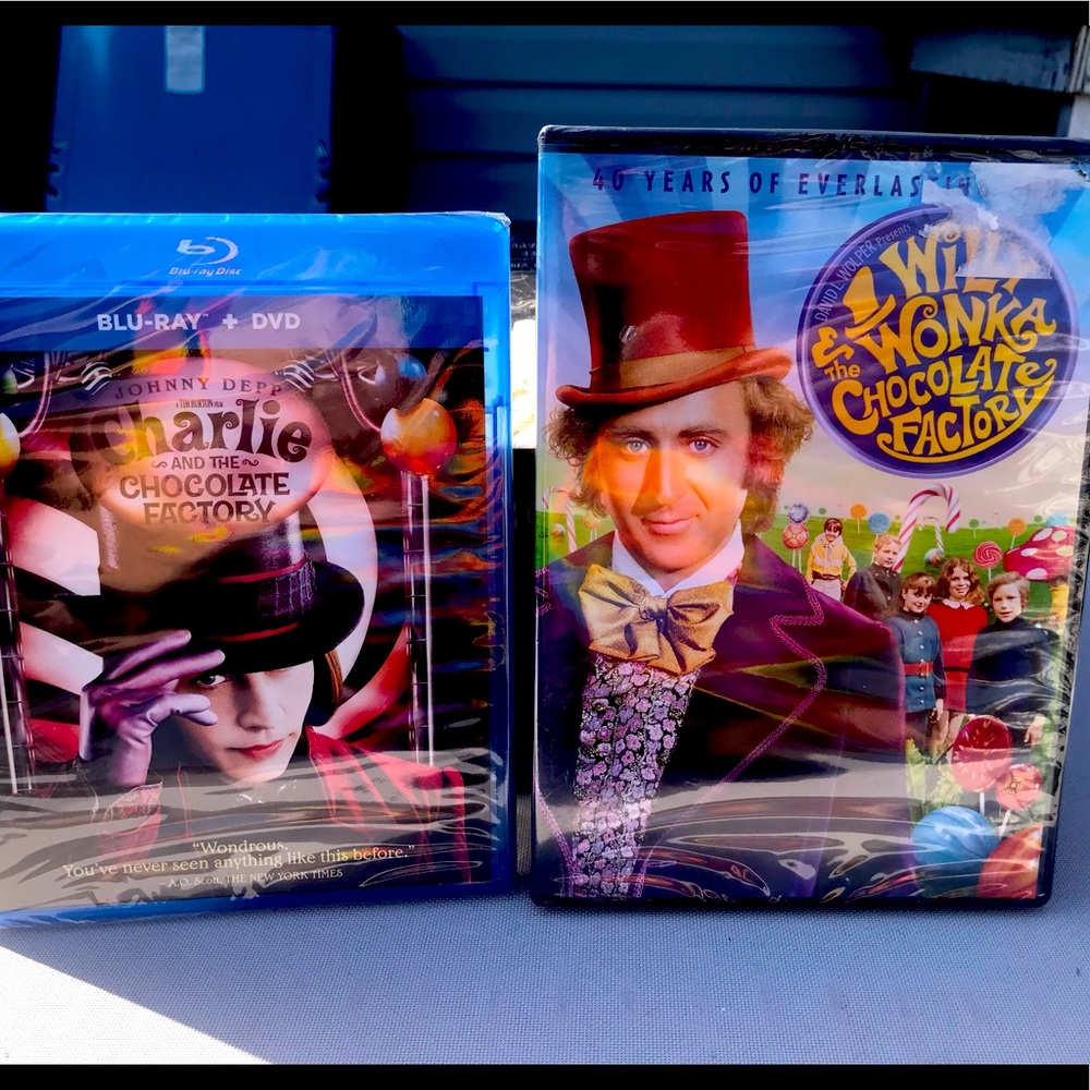 New. Sealed Willy Wonka & Choc Factory  DVD + Charlie & Choc Factory BluRay.